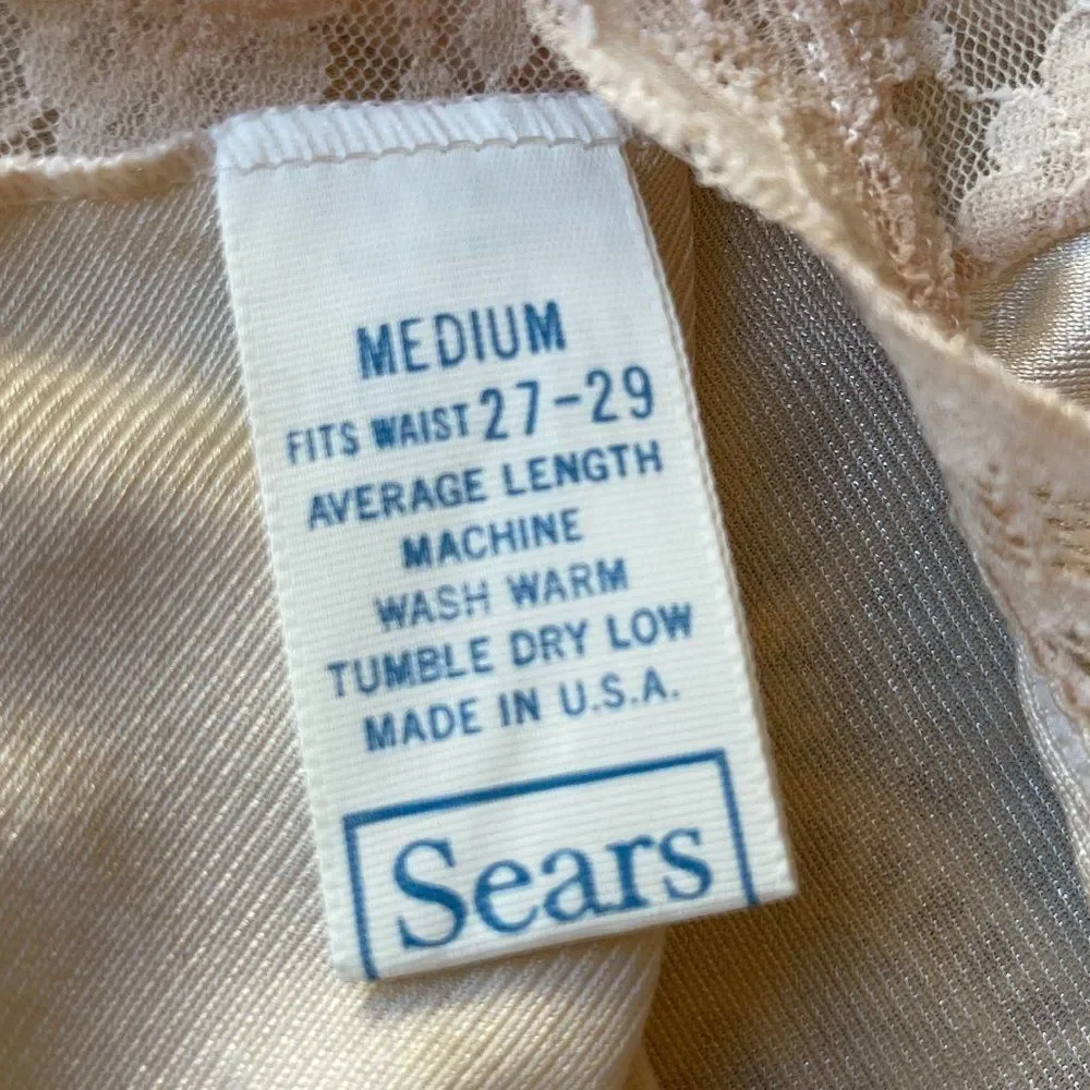 Sears half slip Vintage smooth waist with lace panels and trim, A-line M - Picture 3 of 9